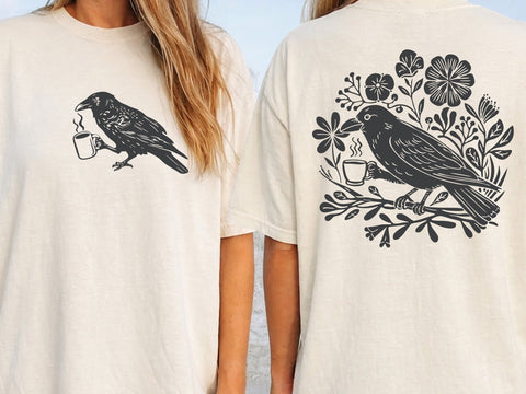 Cawfee Crow Svg, Boho Crow Svg, Bird Coffee Lover SVG DesignDestine 