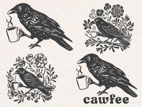 Cawfee Crow Svg, Boho Crow Svg, Bird Coffee Lover SVG DesignDestine 