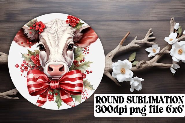Celebrate Christmas with Cute Cow Sublimation Ornaments Sublimation afrosvg 