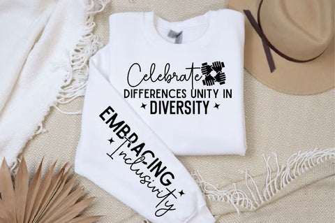 Celebrate Differences Unity in Sleeve SVG Design, Inspirational sleeve SVG, Motivational Sleeve SVG Design, Positive Sleeve SVG SVG Regulrcrative 