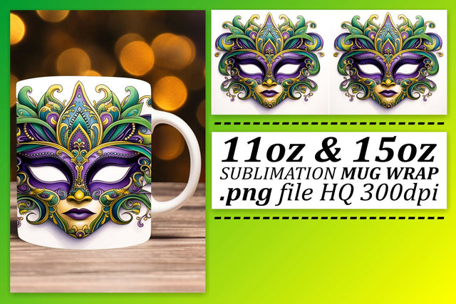 Celebrate in Color: Mardi Gras Mug Delights Sublimation afrosvg 
