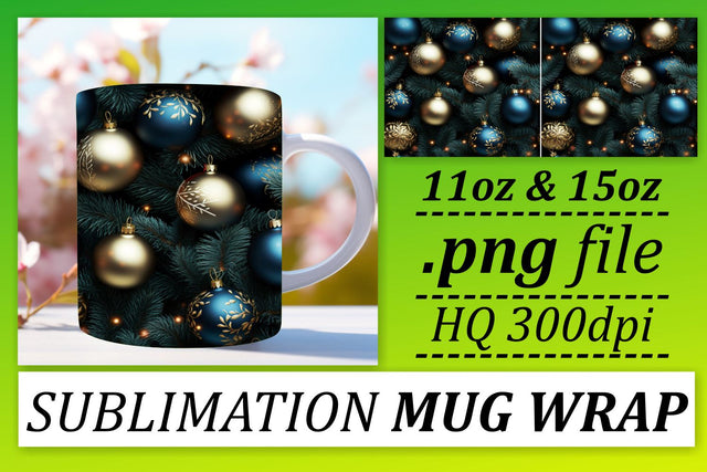 Celebrate in Style: Christmas Ornaments Mug Wrap Sublimation afrosvg 