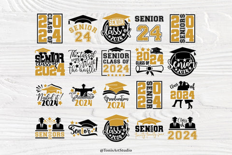 Celebrate the Class of 2024 with our Graduation SVG Bundle - Perfect for DIY Senior 2024 T-Shirt Designs! SVG TonisArtStudio 
