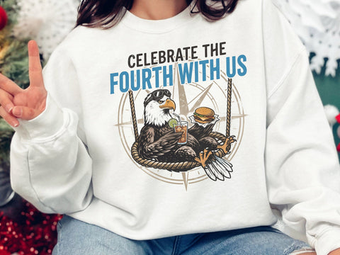 Celebrate The Fourth With Us PNG, Funny Patriotic Eagle Design SVG DesignDestine 