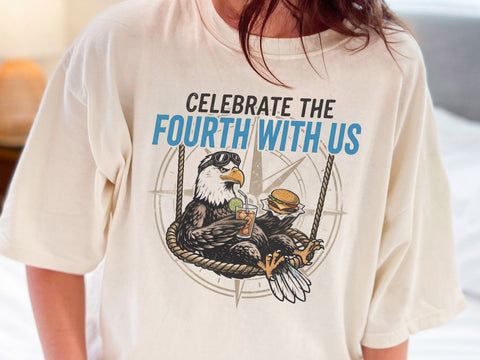 Celebrate The Fourth With Us PNG, Funny Patriotic Eagle Design SVG DesignDestine 