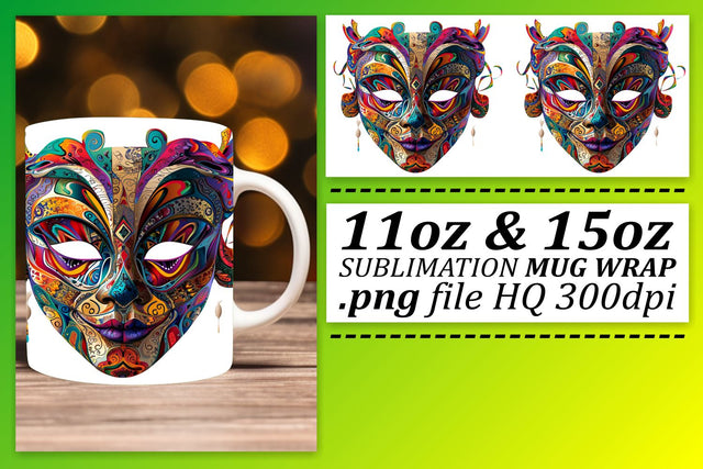 Celebrate with Style: Mardi Gras Carnival Mask Wrap Sublimation afrosvg 