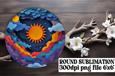 Celestial Aura: Sun Round Ornament Sublimation Kit Sublimation afrosvg 