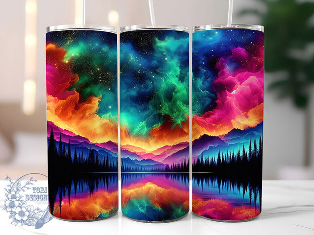 Celestial Aurora Borealis Tumbler, Galaxy Pattern Design, Cosmic Night Sky Art, 20Oz Sublimation Wrap, Northern Lights Texture, Celestial Glow Style, Tumbler Sublimation Sublimation ToriDesigns 