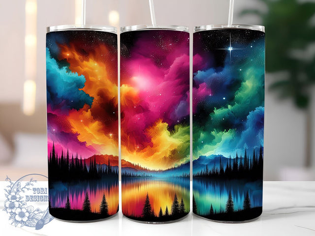 Celestial Aurora Borealis Tumbler, Galaxy Pattern Design, Cosmic Night Sky Art, 20Oz Sublimation Wrap, Northern Lights Texture, Celestial Glow Style, Tumbler Sublimation Sublimation ToriDesigns 