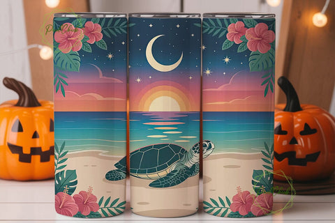 Celestial Beach Sunset 20oz Tumbler Wrap Sublimation PixelChick 