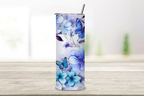 Celestial Blossoms Tumbler Design, alcohol ink butterflies Sublimation FloridPrintables 