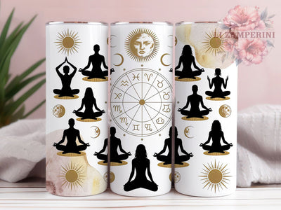 Celestial Boho Zen Yoga Tumbler Wrap, Sublimation Design, Celestial Yoga Wrap, Boho Zen Tumbler, Astronomy Inspired Design, Mindfulness Meditation Wrap, 20Oz Tumbler Sublimation Li Zamperini 