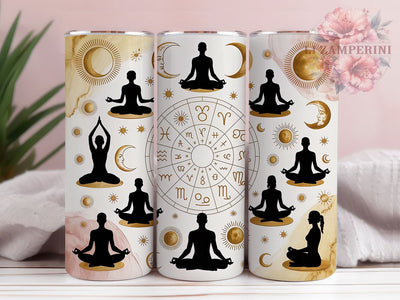 Celestial Boho Zen Yoga Tumbler Wrap, Sublimation Design, Celestial Yoga Wrap, Boho Zen Tumbler, Astronomy Inspired Design, Mindfulness Meditation Wrap, 20Oz Tumbler Sublimation Li Zamperini 