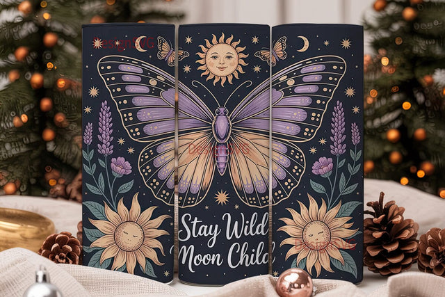 Celestial Butterfly 20oz Tumbler Wrap Sublimation DesignSVG 