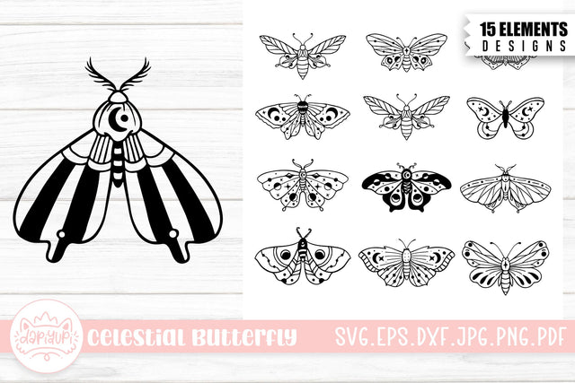 Celestial Butterfly SVG Bundle | Butterfly LineArt Laser Cut SVG dapiyupi store 
