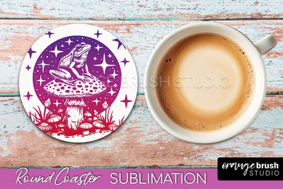 Celestial Coaster Sublimation, Boho Mystical Round Coaster Sublimation OrangeBrushStudio 