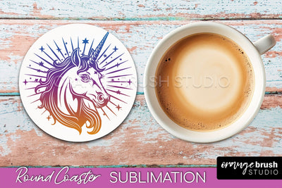 Celestial Coaster Sublimation, Boho Mystical Round Coaster Sublimation OrangeBrushStudio 