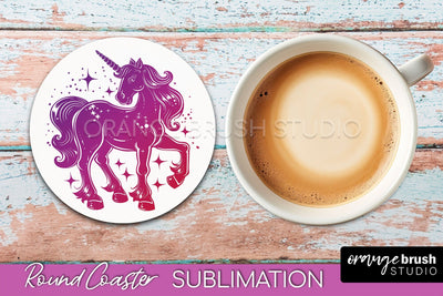 Celestial Coaster Sublimation, Boho Mystical Round Coaster Sublimation OrangeBrushStudio 