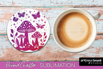 Celestial Coaster Sublimation, Boho Mystical Round Coaster Sublimation OrangeBrushStudio 