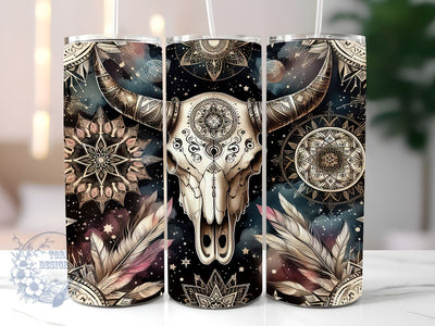 Celestial Cow Skull 20oz Skinny Tumbler, Mystical Bull Skull Graphic Tumbler Png, Straight & Tapered Tumbler Wrap, Instant Digital Download Sublimation ToriDesigns 