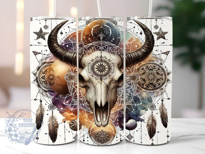 Celestial Cow Skull 20oz Skinny Tumbler, Mystical Bull Skull Graphic Tumbler Png, Straight & Tapered Tumbler Wrap, Instant Digital Download Sublimation ToriDesigns 