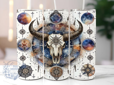 Celestial Cow Skull 20oz Skinny Tumbler, Mystical Bull Skull Graphic Tumbler Png, Straight & Tapered Tumbler Wrap, Instant Digital Download Sublimation ToriDesigns 