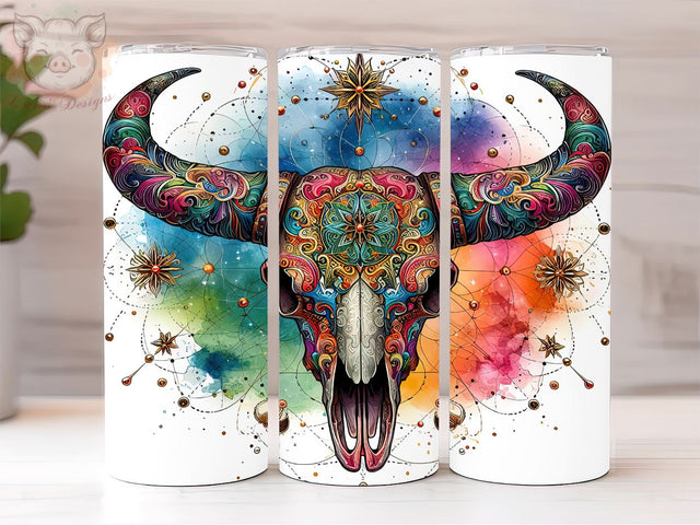 Celestial Cow Skull 20oz Tumbler Png, Straight & Tapered Tumbler Png, Mystical Bull Skull Graphic Tumbler Png, Digital Download PNG Sublimation Lara' s Designs 
