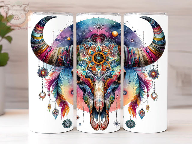 Celestial Cow Skull 20oz Tumbler Png, Straight & Tapered Tumbler Png, Mystical Bull Skull Graphic Tumbler Png, Digital Download PNG Sublimation Lara' s Designs 