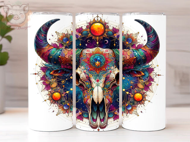 Celestial Cow Skull 20oz Tumbler Png, Straight & Tapered Tumbler Png, Mystical Bull Skull Graphic Tumbler Png, Digital Download PNG Sublimation Lara' s Designs 