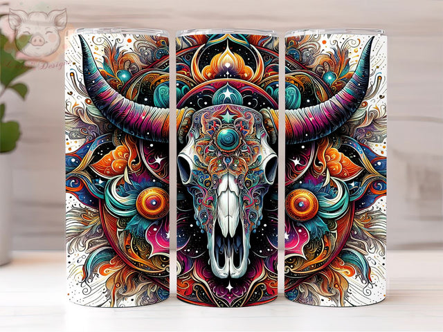 Celestial Cow Skull 20oz Tumbler Png, Straight & Tapered Tumbler Png, Mystical Bull Skull Graphic Tumbler Png, Digital Download PNG Sublimation Lara' s Designs 