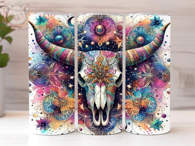 Celestial Cow Skull 20oz Tumbler Png, Straight & Tapered Tumbler Png, Mystical Bull Skull Graphic Tumbler Png, Digital Download PNG Sublimation Lara' s Designs 