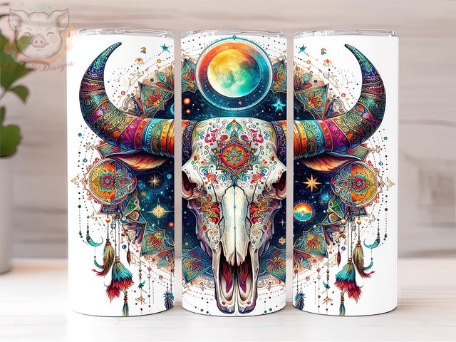 Celestial Cow Skull 20oz Tumbler Png, Straight & Tapered Tumbler Png, Mystical Bull Skull Graphic Tumbler Png, Digital Download PNG Sublimation Lara' s Designs 