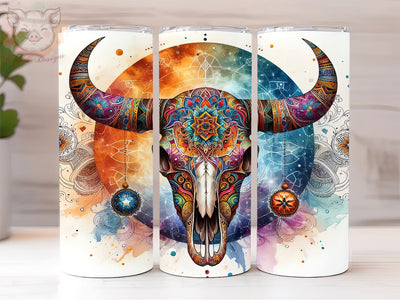 Celestial Cow Skull 20oz Tumbler Png, Straight & Tapered Tumbler Png, Mystical Bull Skull Graphic Tumbler Png, Digital Download PNG Sublimation Lara' s Designs 