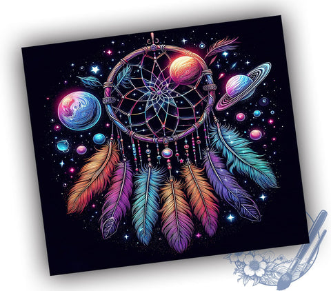 Celestial Dreamcatcher 20oz Skinny Tumbler PNG, Dreamcatcher Tumbler Sublimation Wrap, Straight & Tapered Tumbler Wrap, Instant Digital Download Sublimation ToriDesigns 