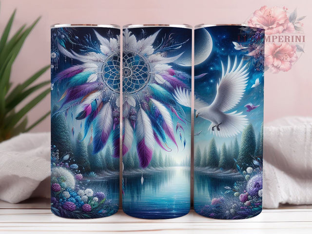 Celestial Dreamcatcher Dove Tumbler, Dreamcatcher Tumbler, Celestial Design, Dove Tumbler, 20oz Wrap, Boho Chic Drinkware, Night Sky Decor, Unique Gift Sublimation Li Zamperini 