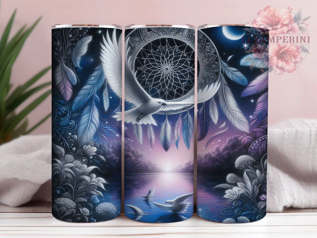 Celestial Dreamcatcher Dove Tumbler, Dreamcatcher Tumbler, Celestial Design, Dove Tumbler, 20oz Wrap, Boho Chic Drinkware, Night Sky Decor, Unique Gift Sublimation Li Zamperini 