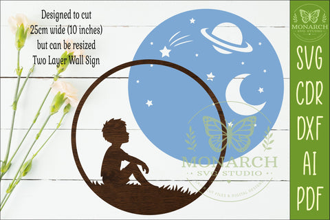 Celestial Dreamer Boy Space Wall Sign Laser Cut SVG SVG APInspireddesigns 