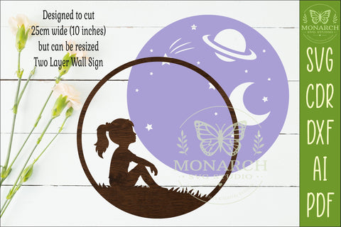 Celestial Dreamer Girl Space Wall Sign Laser Cut SVG SVG APInspireddesigns 