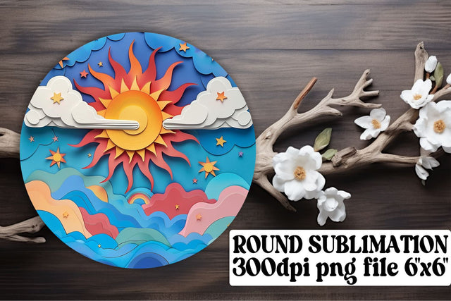 Celestial Euphoria: Sun Round Ornament Sublimation Selection Sublimation afrosvg 