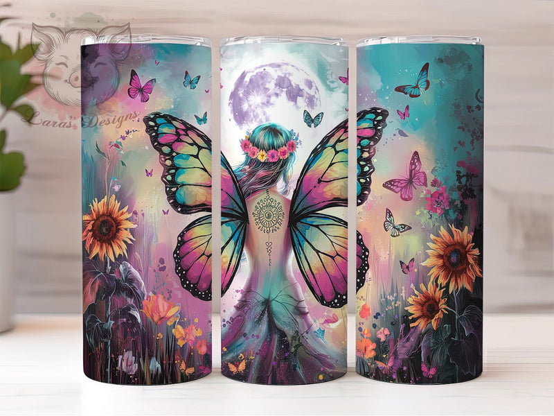 Celestial Fairy Wings Boho Tumbler, Celestial Tumbler Wrap, Boho Moon Phase Tumbler, 20oz Tumbler Sublimation, Mystical Tumbler Design, Digital Tumbler Wrap, Aesthetic Tumbler Wrap Sublimation Lara' s Designs 