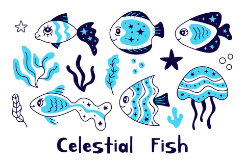 Celestial Fish Doodles Sublimation Rin Green 