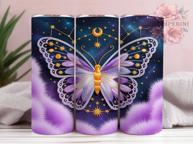 Celestial Galaxy Butterfly Tumbler, Cosmic Butterfly Design, Starry Butterfly Art, 20Oz Sublimation Wrap, Galaxy Butterfly Print, Celestial Theme Pattern, Tumbler Sublimation Sublimation Li Zamperini 