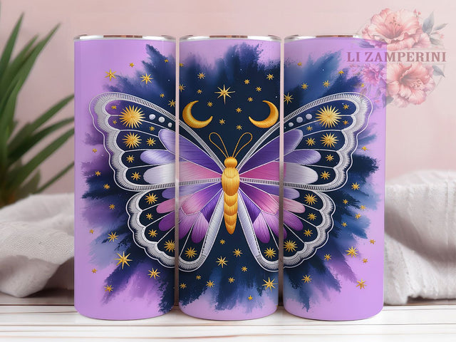 Celestial Galaxy Butterfly Tumbler, Cosmic Butterfly Design, Starry Butterfly Art, 20Oz Sublimation Wrap, Galaxy Butterfly Print, Celestial Theme Pattern, Tumbler Sublimation Sublimation Li Zamperini 
