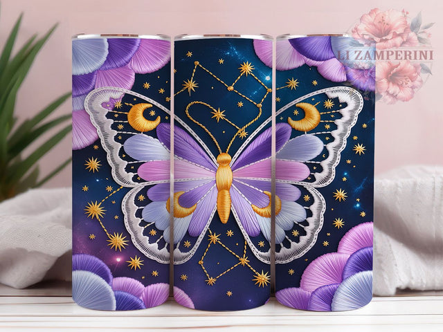 Celestial Galaxy Butterfly Tumbler, Cosmic Butterfly Design, Starry Butterfly Art, 20Oz Sublimation Wrap, Galaxy Butterfly Print, Celestial Theme Pattern, Tumbler Sublimation Sublimation Li Zamperini 