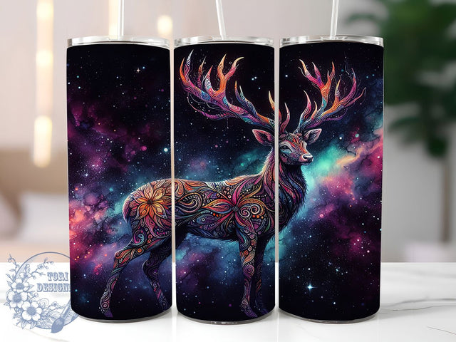 Celestial Galaxy Deer Night Sky Tumbler, Galaxy Animal Tumbler, 20oz Sublimation Wrap, Mystical Deer PNG, Night Sky Tumbler Design, Fantasy Forest Tumbler, Moon And Stars Tumbler Sublimation ToriDesigns 