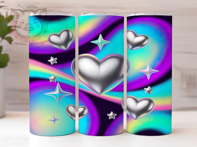 Celestial Galaxy Heart Tumbler, Cosmic Heart Design, Starry Heart Pattern, 20Oz Sublimation Wrap, Galaxy Heart Art, Celestial Texture, Tumbler Sublimation Sublimation Lara' s Designs 