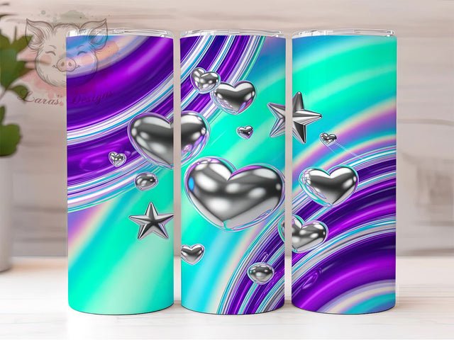 Celestial Galaxy Heart Tumbler, Cosmic Heart Design, Starry Heart Pattern, 20Oz Sublimation Wrap, Galaxy Heart Art, Celestial Texture, Tumbler Sublimation Sublimation Lara' s Designs 