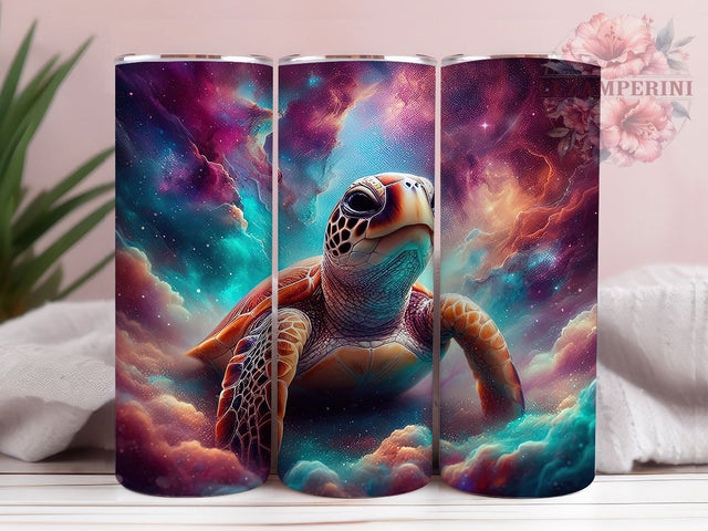 Celestial Galaxy Turtle Ocean Tumbler Wrap, Space Ocean Art, Celestial Sea Pattern, Marine Life Gift, Cosmic Animal Cup, Universe Turtle Art, Mystical Ocean Wrap Sublimation Li Zamperini 