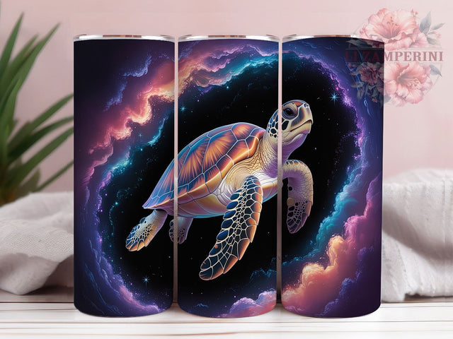 Celestial Galaxy Turtle Ocean Tumbler Wrap, Space Ocean Art, Celestial Sea Pattern, Marine Life Gift, Cosmic Animal Cup, Universe Turtle Art, Mystical Ocean Wrap Sublimation Li Zamperini 