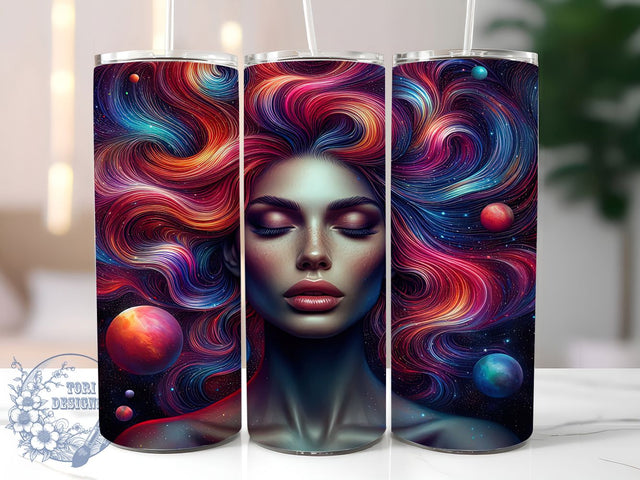 Celestial Galaxy Woman Tumbler, Solar System Tumbler, 20Oz Sublimation, Cosmic Woman Art, Space Universe Printable, Celestial Tumbler Design, Galaxy Theme Wrap Sublimation ToriDesigns 